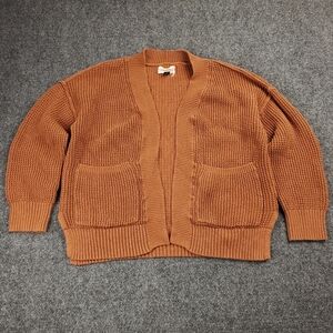Universal Thread Open Front Cardigan Size Small Chunky Knit Burnt Orange Cotton